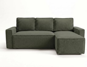 OFERTA Canapea extensibila reversibila in forma de L SMART BOUCLE 232x143 cm, verde inchis Clasa II