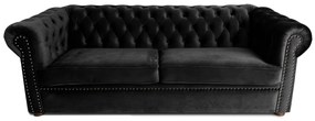 Canapea extensibila Chesterfield, 3 locuri, Negru, 203x90x66 cm