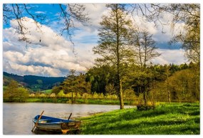Tablou - Barcă pe lac (90x60 cm)
