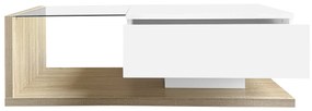 Măsuță de Cafea Modernă din Lemn cu Sticlă și LED, 105x55x32,5 cm, Naturală