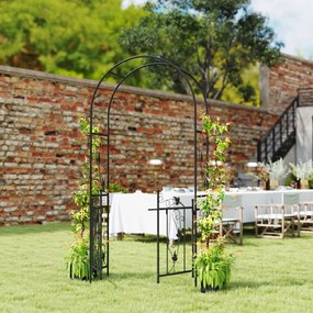 Outsunny Arc de Grădină cu Poartă și Grilaj pentru Plante Cățărătoare, 2,2x1 m, Negru | Aosom Romania