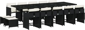 vidaXL Set mobilier de grădină cu perne, 15 piese, negru, poliratan