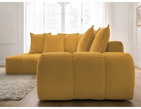 Colțar galben muștar extensibil/cu spațiu de depozitare cu tapițerie din chenille (cu colț pe partea stângă/în formă de ”L”) Everest – Bobochic Paris