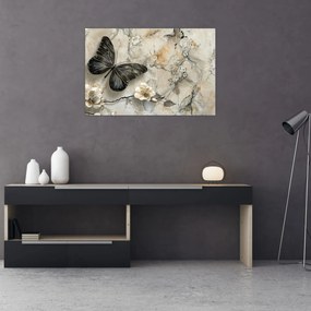Tablou - Marmură de fundal cu fluturi (90x60 cm)