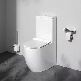 Set vas WC pe pardoseala AM.PM Like Aquaspin cu capac softclose alb lucios si rezervor aparent