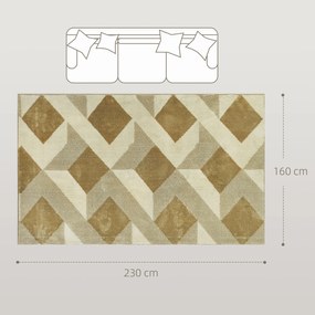 HOMCOM Covor Modern Hipoalergenic și Lavabil cu Efect 3D 230x160cm Galben | Aosom Romania