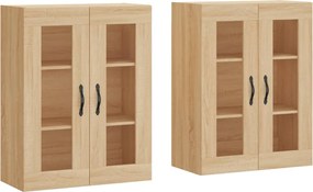 vidaXL Dulapuri montate pe perete 2 buc stejar Sonoma, lemn prelucrat
