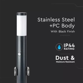 Lampă de exterior cu senzor + 2 prize 1xE27/60W/230V IP44 60cm neagră