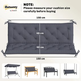 Outsunny Pernă de Grădină în Stil Modern Capitonat pentru Locuri de Ședere în Exterior cu 6 Curele, Pernă din Bumbac și Poliester, pentru Canapele și Balansoare, 150x98x8 cm, Gri Închis | Aosom Romania