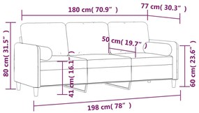 Canapea 3 locuri cu pernepernute, gri inchis, 180 cm, catifea Morke gra, 198 x 77 x 80 cm