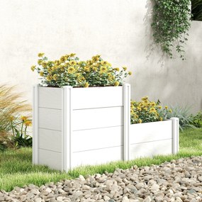 Outsunny Pat de grădină înalt 3 niveluri, stivabil, cu fund deschis, jardiniere modulare montaj DIY din plastic | Aosom Romania
