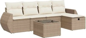 vidaXL Set canapele de grădină cu perne, 6 piese, bej, poliratan