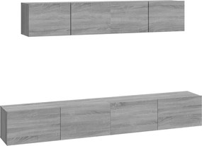 vidaXL Set dulapuri TV, 4 piese, gri sonoma, lemn prelucrat