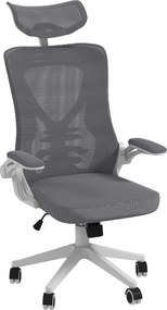 Vinsetto Scaun Ergonomic de Birou Reglabil cu Tetiera Suport Lombar Cotiere Rabatabile Gri/Negru 65x64x120-130cm | Aosom Romania