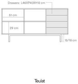 Comodă joasă gri în decor de stejar 159x80 cm Sierra - Teulat