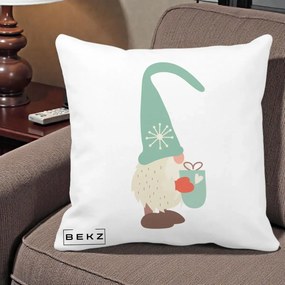 Perna Decorativa Gnom Nordic cu Cana Calda Menta, 40x40 cm, Alba Mata, Husa Detasabila, Perna Inclusa, BEKZ®