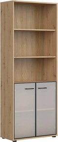 Vitrina SPACE OFFICE, stejar artisan/negru fumuriu, PAL laminat/sticla