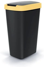 Coș de gunoi cu capac colorat, 45 l, galben/negru