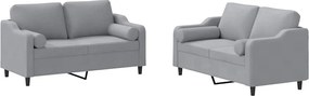 vidaXL Set de canapele cu perne, 2 piese, gri deschis, material textil