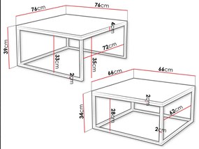 Set 2 măsuțe de cafea Mirola (Auriu + negru molet). 1070677