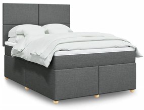 3291325 vidaXL Pat continental cu saltea, gri închis, 160x200 cm, țesătură