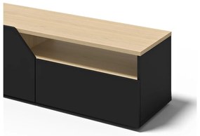 Comodă TV negru-natural cu blat cu aspect de lemn de stejar 180x38 cm Verone – TemaHome