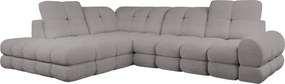 Set canapea extensibilă cu funcţie de extensie electrică, bej-gri Taupe, pe stânga, TOLLO L ROH