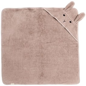 Prosop cu glugă pentru copii roz/maro din bumbac 75x75 cm Rabbit – Kindsgut