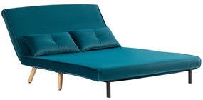 HOMCOM Canapea extensibila pentru 2 persoane, canapea pat, spatiu pentru dormit, spatar reglabil, husa din material textil, structura metalica, Verde | Aosom Romania