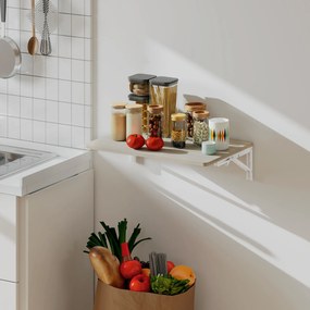 HOMCOM masă pliantă de perete 60x40 cm, birou flotant economisitor de spațiu cu colțuri rotunjite, pentru birou de acasă, living, dormitor, bucătărie, stejar | Aosom Romania