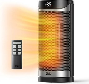 Încălzitor cu ventilator DREO Solaris 619, 2000 W, 20 m², PTC, 5 moduri de funcționare, 8 niveluri de protecție, cronometru, telecomandă, rotire la 70°, 5–35 °C, Negru/gri