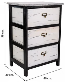 Comoda cu 3 sertare Prier, Creaciones Meng, 40x29x58 cm, lemn de paulownia