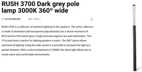 Stalp LED iluminat exterior simetric 360º wide IP65 RUSH 370cm 3000K