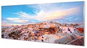 Tablouri acrilice Grecia Panorama apus de soare oraș