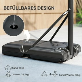 SPORTNOW Cos pentru baschet cu inaltime reglabila, 182-213 cm, Negru