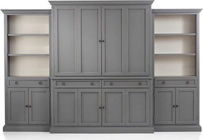 Bibliotecă lemn masiv cu Usi si Sertare, 320 × 50 × 209 cm