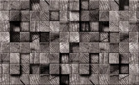 Fototapet - Cuburi gri din lemn (152,5x104 cm), în 8 de alte dimensiuni noi