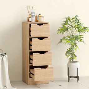 HOMCOM Dulap de Baie Compact cu 4 Sertare și Mânere Sculpatate, Stil Nordic | Aosom Romania