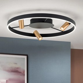 Lustra LED aplicata cu 3 spoturi BERLIN negru/auriu