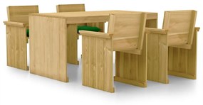 Set mobilier de gradina cu perne, 5 piese, lemn de pin tratat Verde, 1