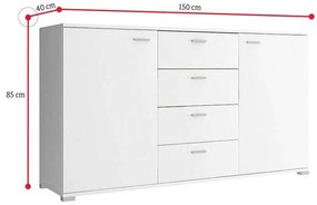 Supermobel Comodă KIKI 150, 150/85/40, culoarea albă