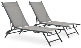 vidaXL Șezlonguri, 2 buc., textilenă și oțel