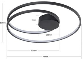 Brilagi- Plafonieră LED dimabilă TWISTER LED/75W/230V Ø 70 cm neagră +telecomandă