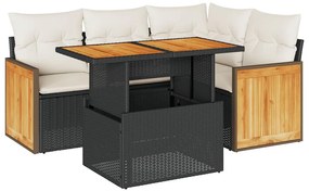 3327703 vidaXL Set mobilier de grădină cu perne, 5 piese,poliratan/lemn acacia