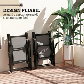 Outsunny Set de 4 Scaune Pliabile pentru Grădină cu Spătar și Șezut din Plasă, 56x69x106 cm, Gri | Aosom Romania