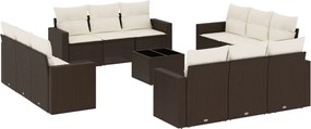 vidaXL Set canapele de grădină cu perne, 13 piese, maro, poliratan