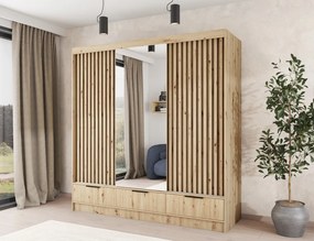 Dulap cu uși glisante Voodi III, 180x60x204 cm – Stejar Artisan