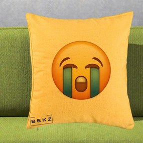 Perna Decorativa Emoji Plange, 40x40 cm, Galben, Husa Detasabila, Perna Inclusa, BEKZ®