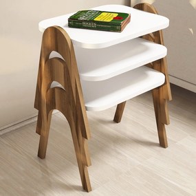 Set măsuțe de cafea Parid (Nuc + Alb). 1071848