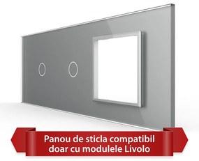 Panou Intrerupator Simplu + Simplu cu Priza LIVOLO din Sticla, Standard Italian – 6/7M